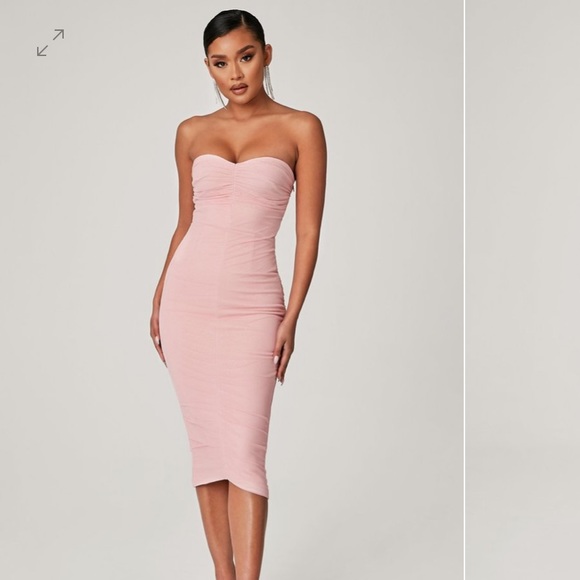 MESHKI shimmer pink, body-con dress - Picture 2 of 10